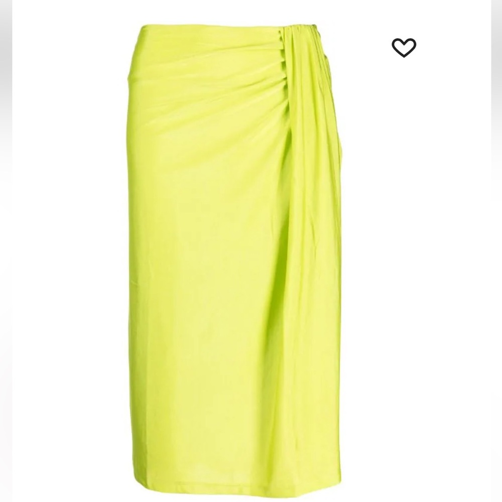 STINE GOYA- draped design mid length skirt - small- neon green